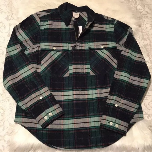 NEW J. Crew plaid shacket shirt jacket/zip up popover - Picture 2 of 8